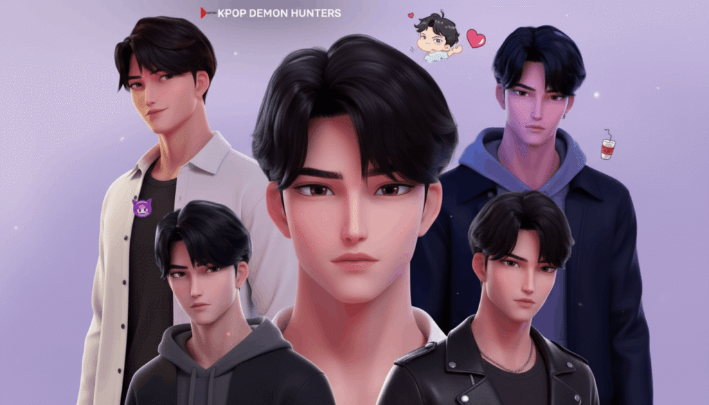 A diverse group of male characters showcasing various hair colors