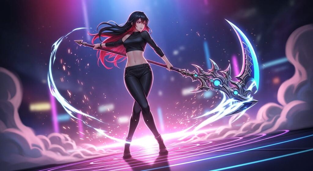 A girl with long hair stands confidently