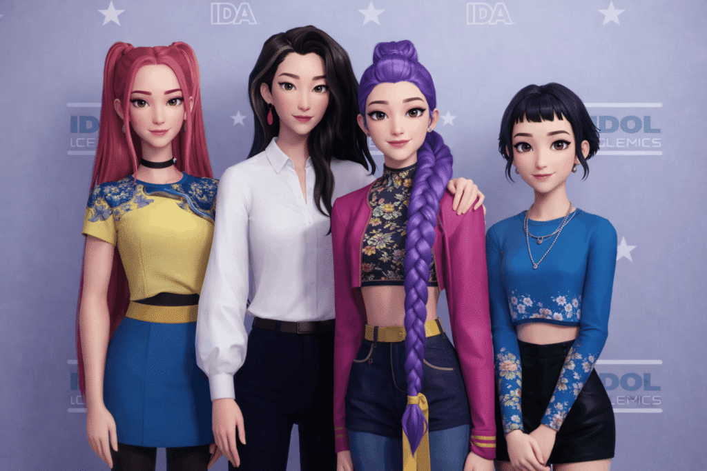 A group of animated girls from The Idolmaster