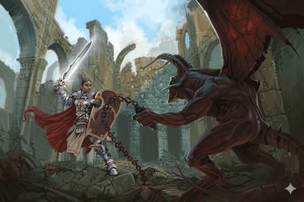 A man in armor stands confidently