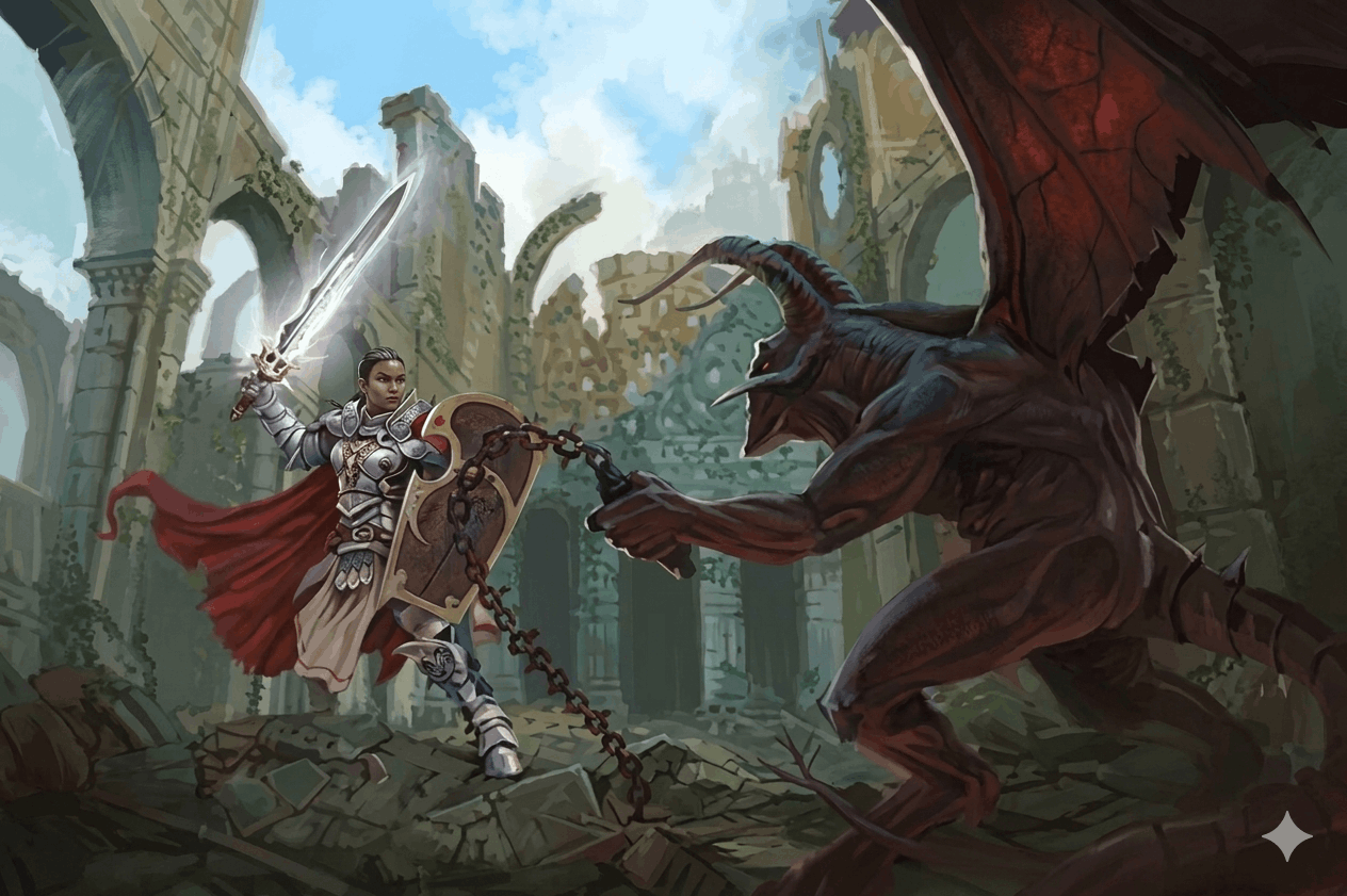 A man in armor stands confidently