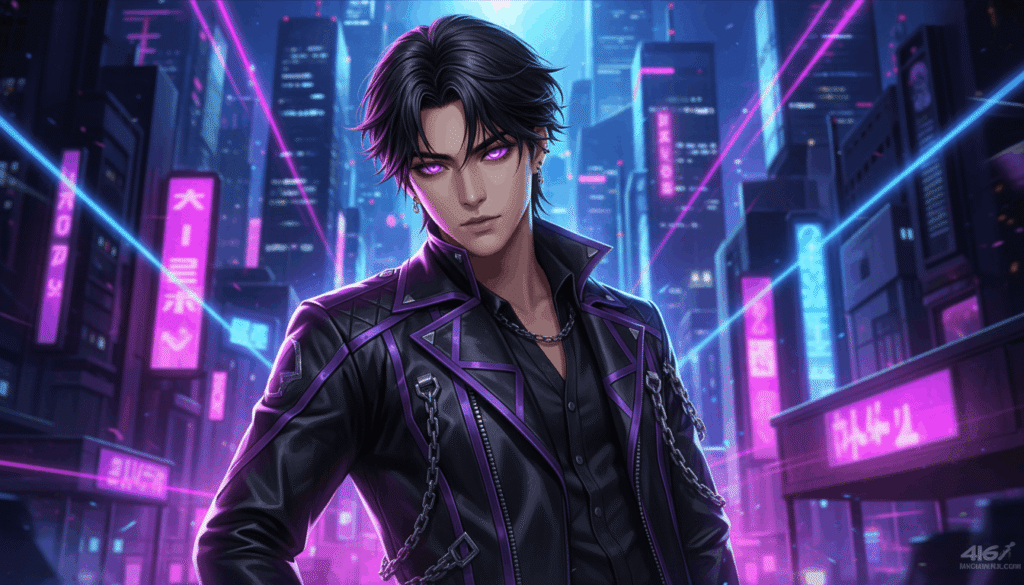 A man wearing a black leather jacket