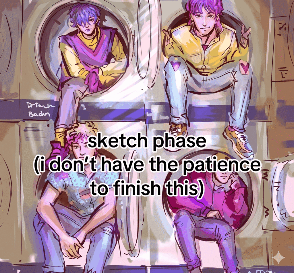 A rough sketch labeled Phase with unfinished details