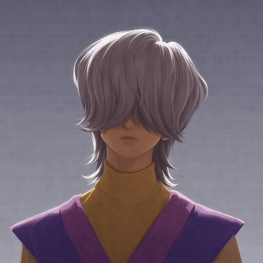 A semi-anime style portrait of a young person with layered,