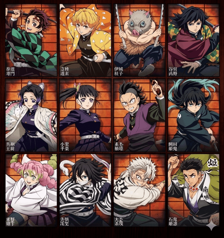 A variety of anime characters displayed in dynamic poses