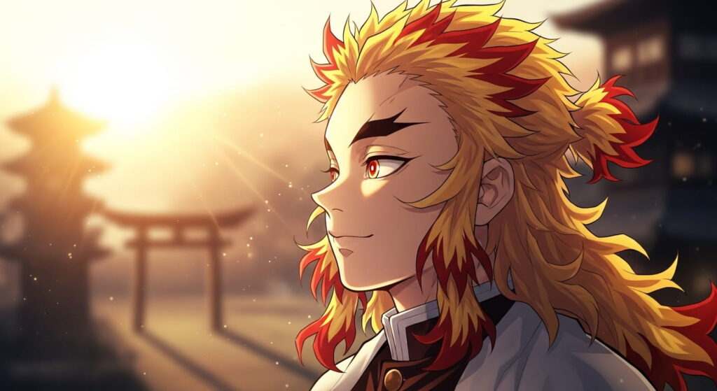 Anime girl with long yellow hair, wearing a colorful outfit