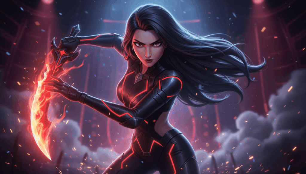 Celine Kpop Demon Hunters, beautiful female idol with sharp facial features