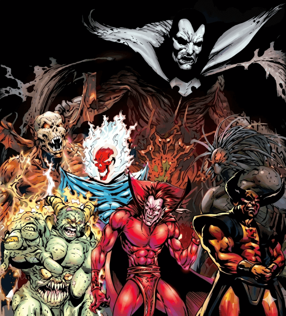Comic book cover featuring a diverse array of characters in vibrant colors