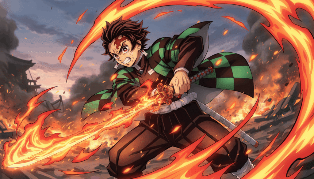 Demon Slayer characters, anime swordsman using fire breathing technique