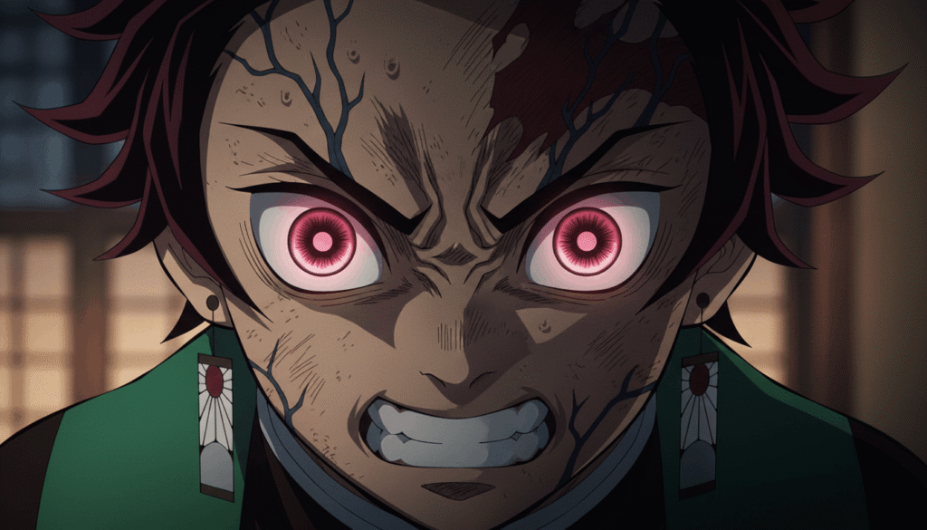 Demon Slayer characters, extreme close-up anime face