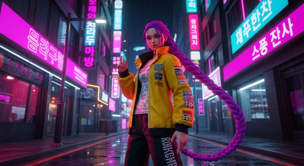 In a lively city street