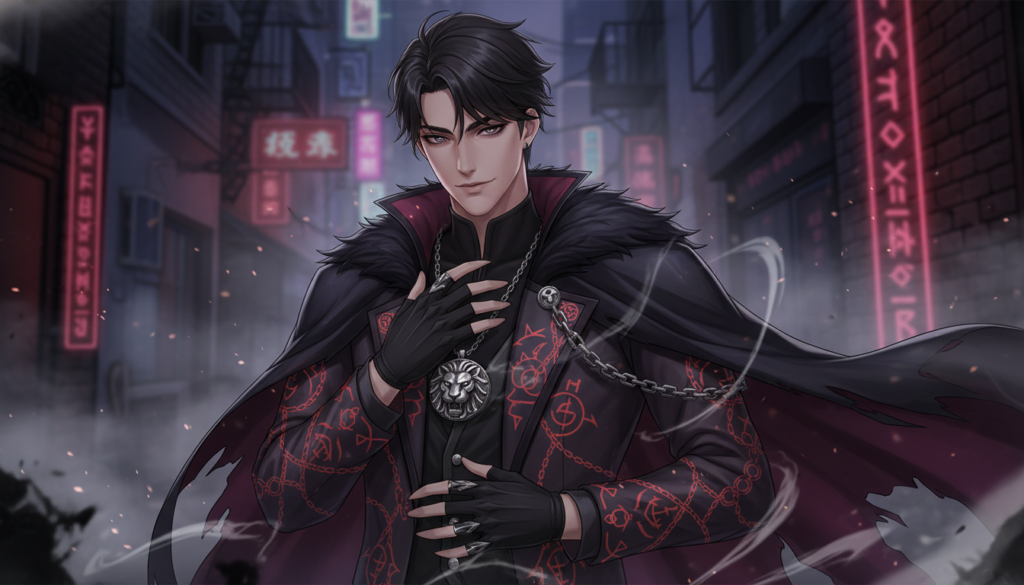 Jinu Kpop demon hunters leader of Saja Boys, dark mysterious aura, anime style