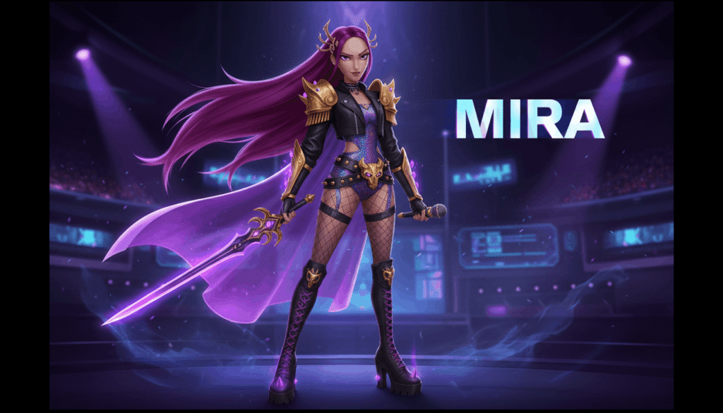 Mira Kpop demon hunter stylish idol outfit with warrior armor
