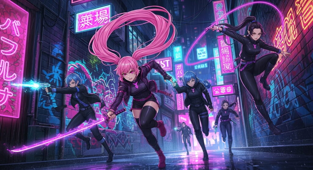 Neon pink anime wallpaper featuring a character wielding a sword from Sword Art Online 2