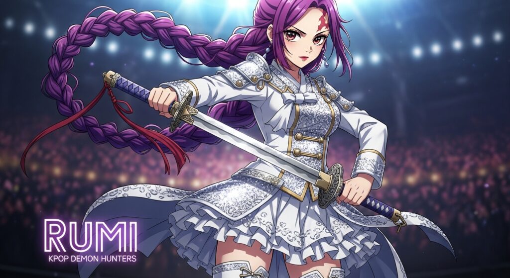 Rumi the Brave anime poster featuring the main character in a dynamic pose