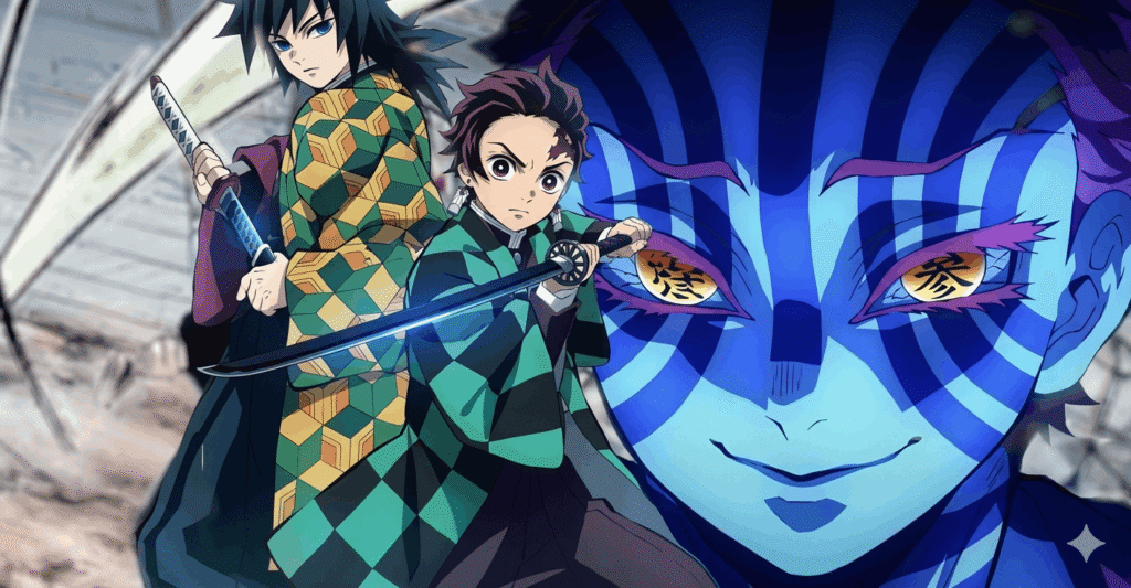 Two anime characters with blue and green faces