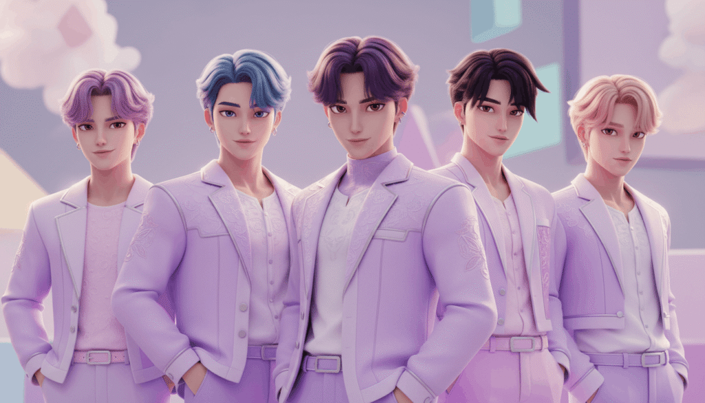 jinu kpop members smiling and posing together