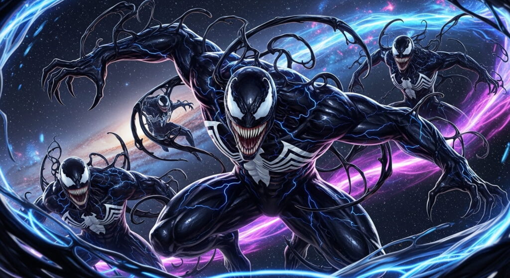 venom-style alien symbiote villains in space
