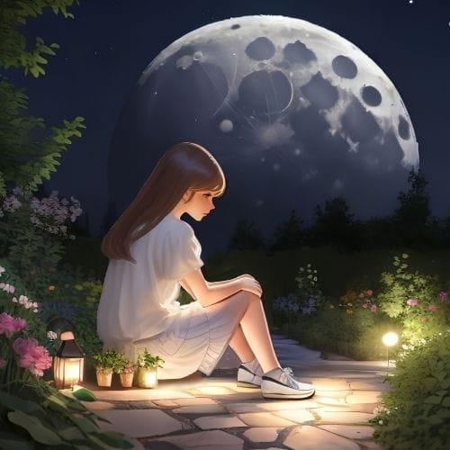 A girl sits on the ground
