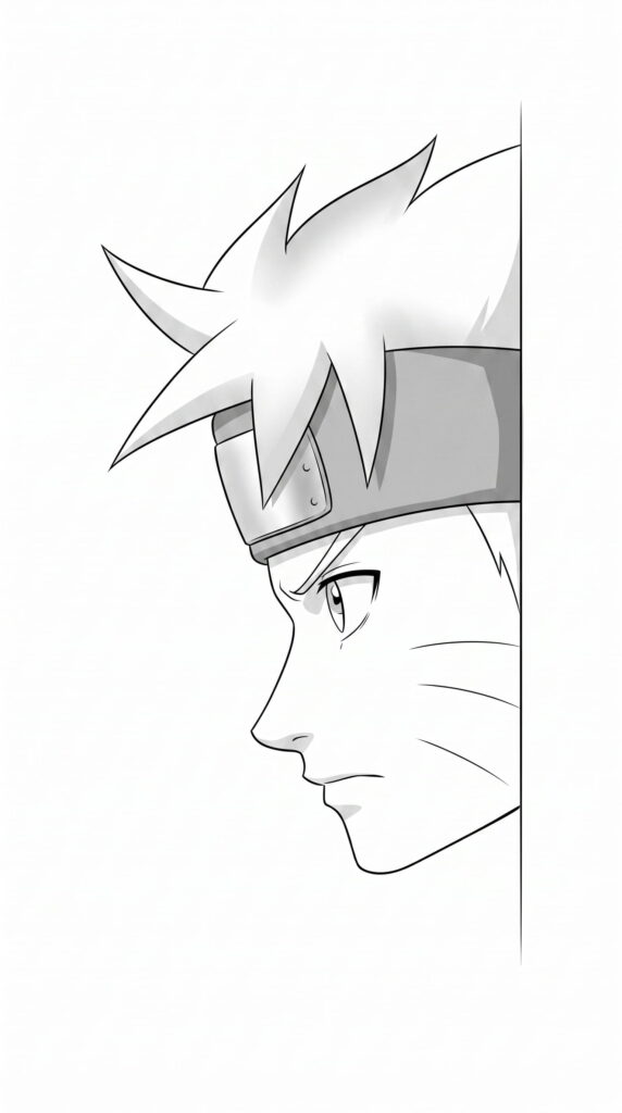 Drawing of Naruto with his head tilted to the side