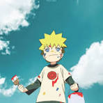 Movie poster for Naruto featuring a boy holding a paintbrush