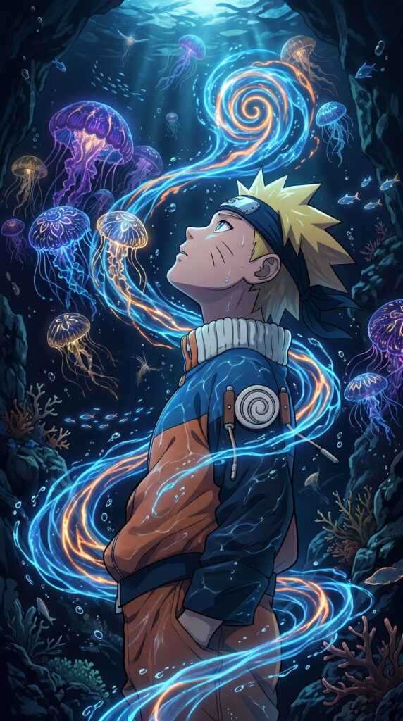 Naruto character depicted underwater