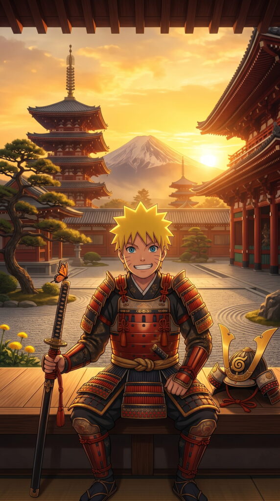 Naruto character seated on a bench