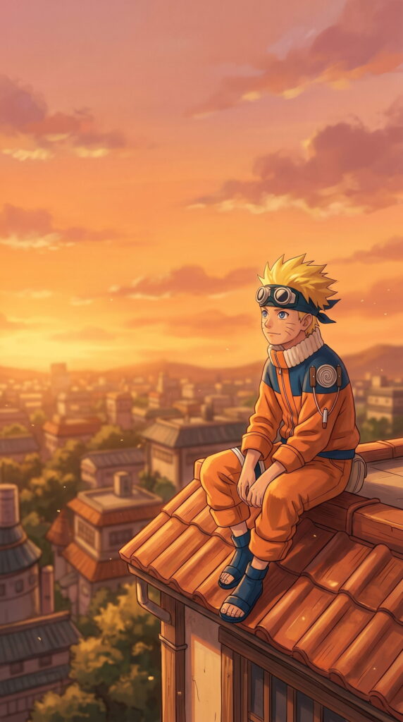 Naruto sits on a building roof