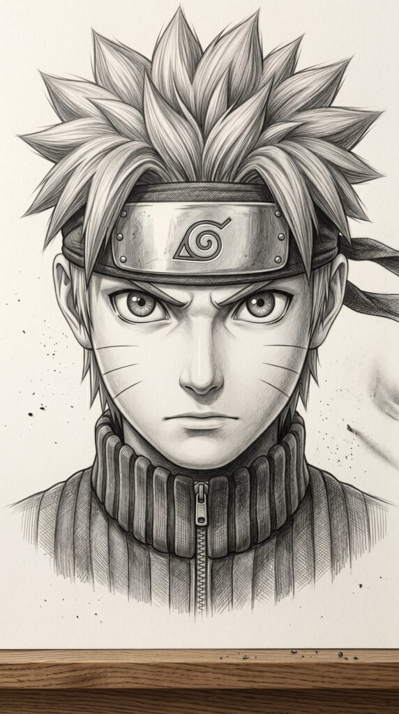 Pencil drawing of Naruto