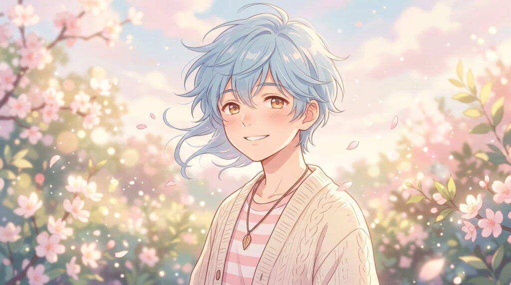 anime boy with soft smile