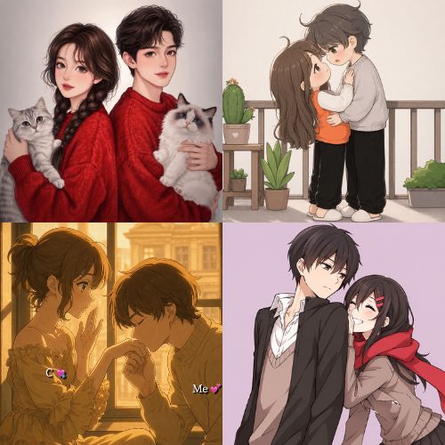 Anime Couple DP Cute Matching Images Photos Free Download